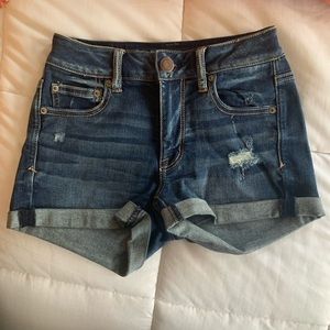 American Eagle Distressed Dark Wash Jean Shorts